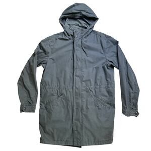 OLD NAVY GREY FISH TAIL JACKET HOODED L LARGE RAIN WEAR fishtail parka light blu